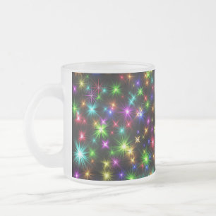 Caneca De Café Vidro Jateado Estrelas de Natal Multicolores - 57191