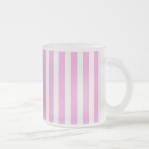 Caneca De Café Vidro Jateado Estrias doces brancas e cor-de-rosa