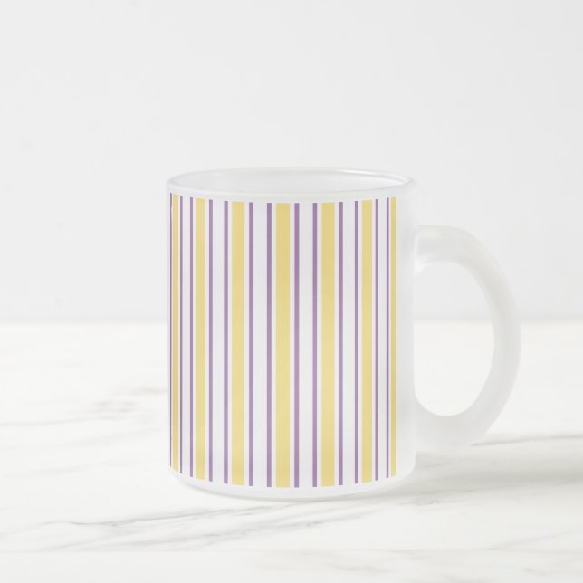 Caneca De Café Vidro Jateado Estrias doces brancas, púrpuras e amarelas (Direita)