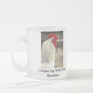 Caneca De Café Vidro Jateado Eu acordo com os galos