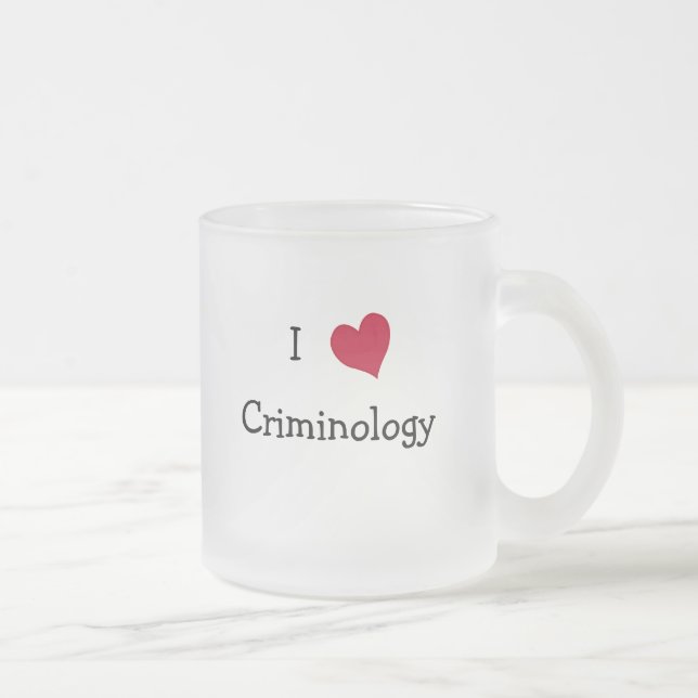 Caneca De Café Vidro Jateado Eu Adoro Criminologia (Direita)