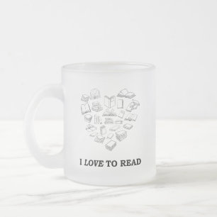 Caneca De Café Vidro Jateado Eu Adoro Ler