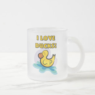 Caneca De Café Vidro Jateado Eu Adoro Patos