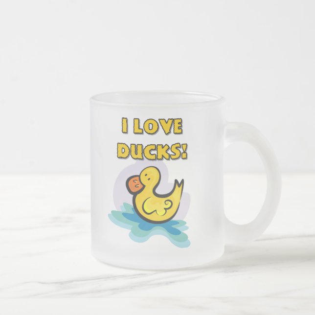 Caneca De Café Vidro Jateado Eu Adoro Patos (Direita)