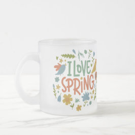 Caneca De Café Vidro Jateado Eu adoro Primavera