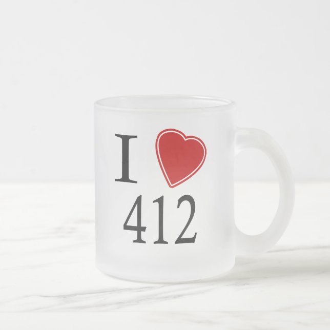 Caneca De Café Vidro Jateado Eu amo 412 Pittsburgh (Direita)
