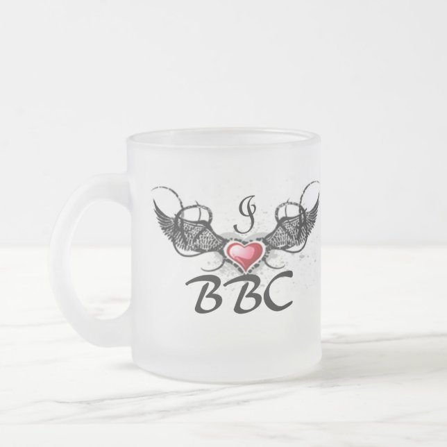 Caneca De Café Vidro Jateado Eu amo a BBC (Esquerda)