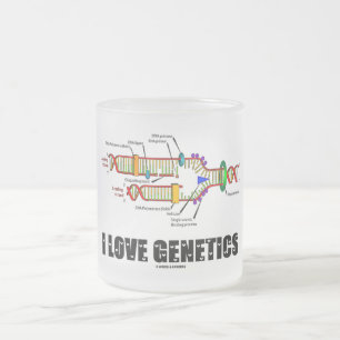 Caneca De Café Vidro Jateado Eu amo a genética (a réplica do ADN)
