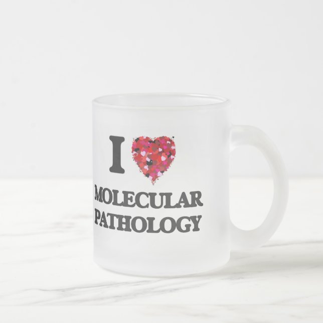 Caneca De Café Vidro Jateado Eu amo a patologia molecular (Direita)