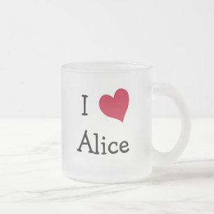 Caneca De Café Vidro Jateado Eu amo Alice