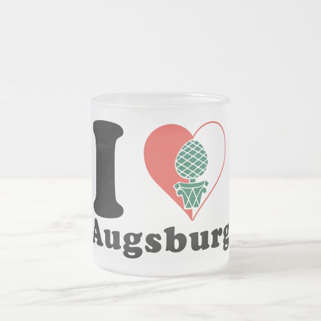 Caneca De Café Vidro Jateado Eu amo Augsburg (Centro)