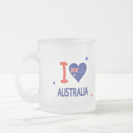 Caneca De Café Vidro Jateado "EU AMO AUSTRÁLIA" Austrália Dia 26 de janeiro