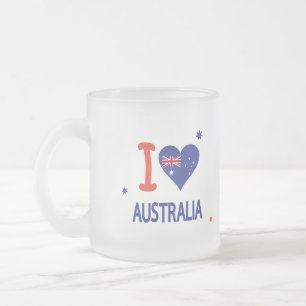 Caneca De Café Vidro Jateado "EU AMO AUSTRÁLIA" Austrália dia o 26 de janeiro