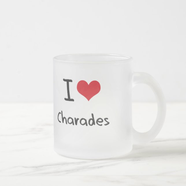 Caneca De Café Vidro Jateado Eu amo charadas (Direita)