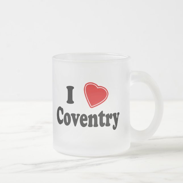 Caneca De Café Vidro Jateado Eu amo Coventry (Direita)