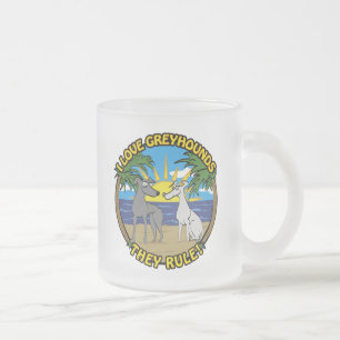 CANECA DE CAFÉ VIDRO JATEADO EU AMO GALGOS QUE ORDENAM