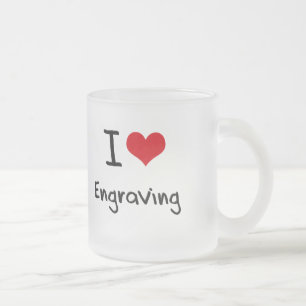 Caneca De Café Vidro Jateado Eu amo gravar