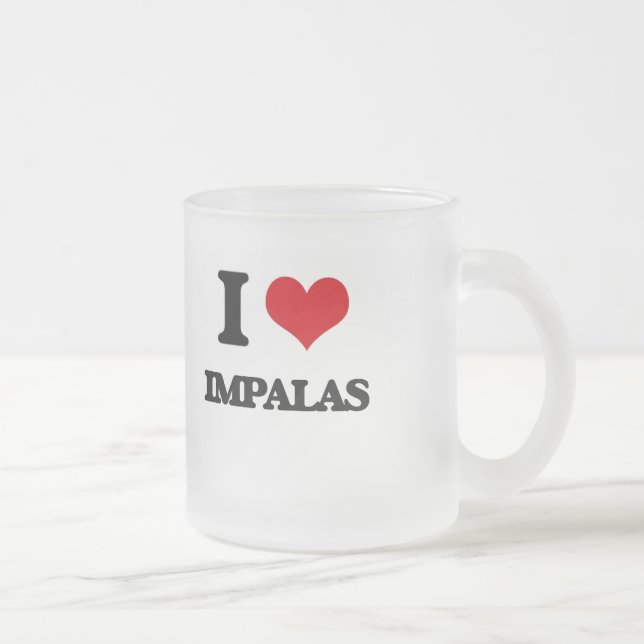 Caneca De Café Vidro Jateado Eu amo Impalas (Direita)
