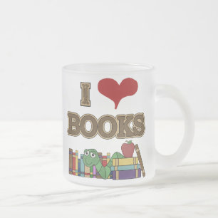 Caneca De Café Vidro Jateado Eu amo livros