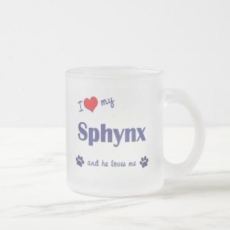 Caneca De Café Vidro Jateado Eu amo meu Sphynx (o gato masculino)