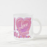 Caneca De Café Vidro Jateado Eu Amo Meus Meninos rosa/roxo - coração<br><div class="desc">Eu Amo Meus Meninos rosa/roxo - coração</div>