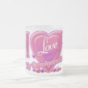 Caneca De Café Vidro Jateado Eu amo meus rosa das avós/roxo - coração