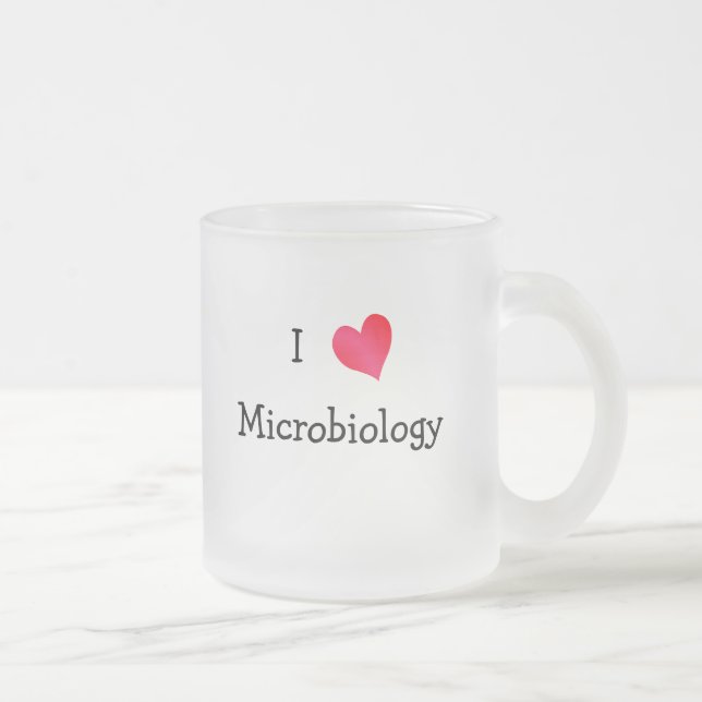 Caneca De Café Vidro Jateado Eu Amo Microbiologia (Direita)