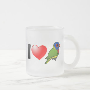 Caneca De Café Vidro Jateado Eu amo o arco-íris Lorikeets