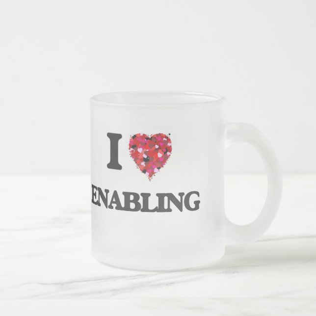 Caneca De Café Vidro Jateado Eu amo PERMITIR (Direita)