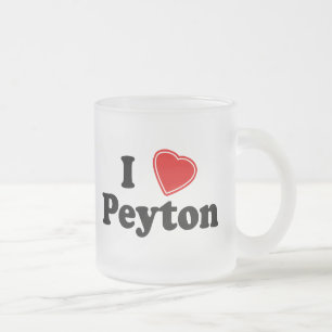 Caneca De Café Vidro Jateado Eu amo Peyton