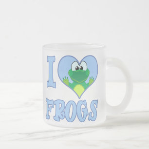 Caneca De Café Vidro Jateado Eu amo rãs