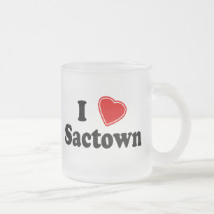 Caneca De Café Vidro Jateado Eu amo Sactown
