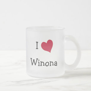 Caneca De Café Vidro Jateado Eu Amo Winona
