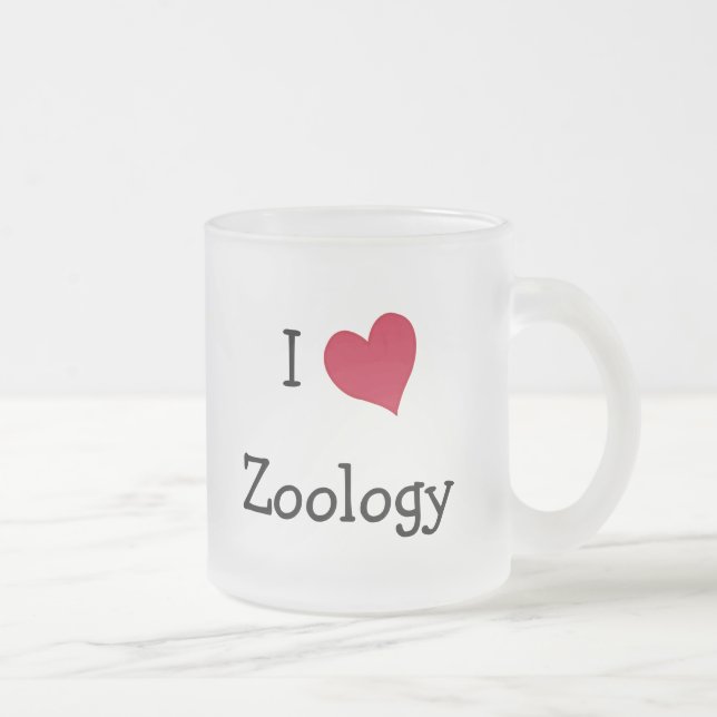 Caneca De Café Vidro Jateado Eu Amo Zoologia (Direita)