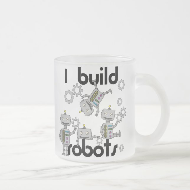 Caneca De Café Vidro Jateado Eu construo robôs (Direita)
