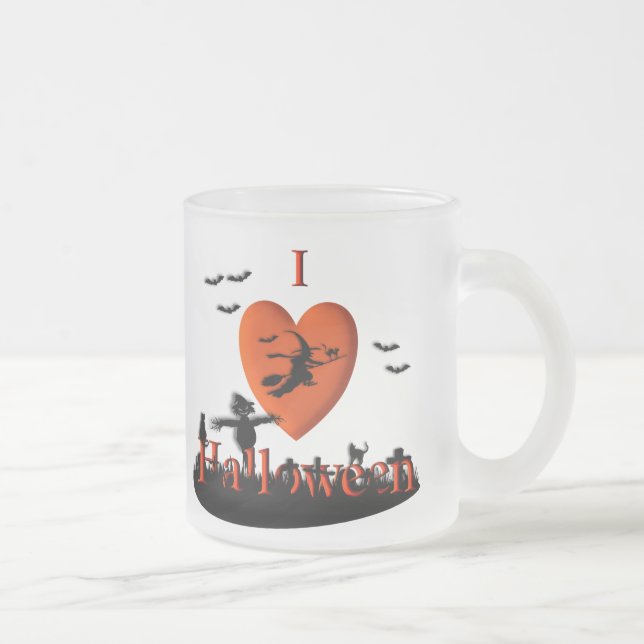 Caneca De Café Vidro Jateado Eu Corto o Halloween (Direita)