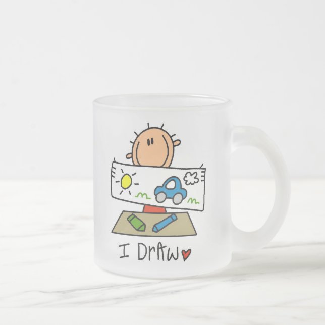 Caneca De Café Vidro Jateado Eu Desenho (Direita)