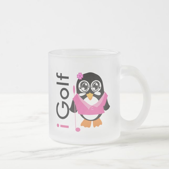 Caneca De Café Vidro Jateado eu Golf o pinguim (Direita)