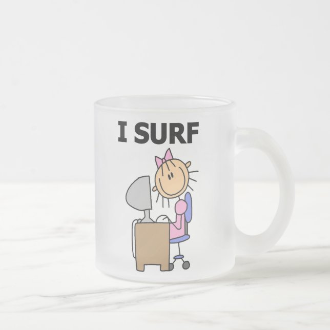 Caneca De Café Vidro Jateado Eu Navego na Web (Direita)