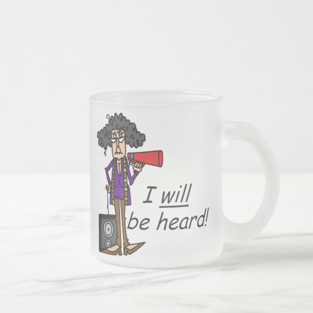 Caneca De Café Vidro Jateado EU serei ouvido (Direita)