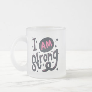 Caneca De Café Vidro Jateado Eu Sou Tipografia Motivacional Forte Design