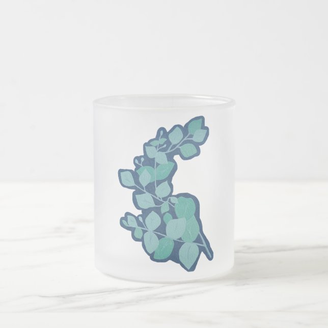 Caneca De Café Vidro Jateado Eucalyptus (Centro)