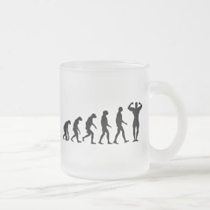 Caneca De Café Vidro Jateado Evolução do Bodybuilding