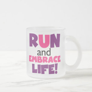 Caneca De Café Vidro Jateado Executar Embrace Life Pink