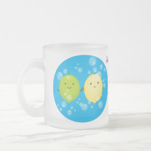 Caneca De Café Vidro Jateado Exemplo de desenho animado de limão de limão feliz