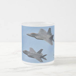 Caneca De Café Vidro Jateado F-35 e F-22 Jato de combate
