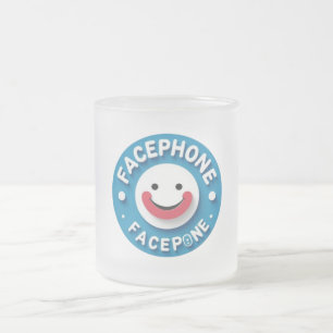 Caneca De Café Vidro Jateado Facephone Smiley Mug