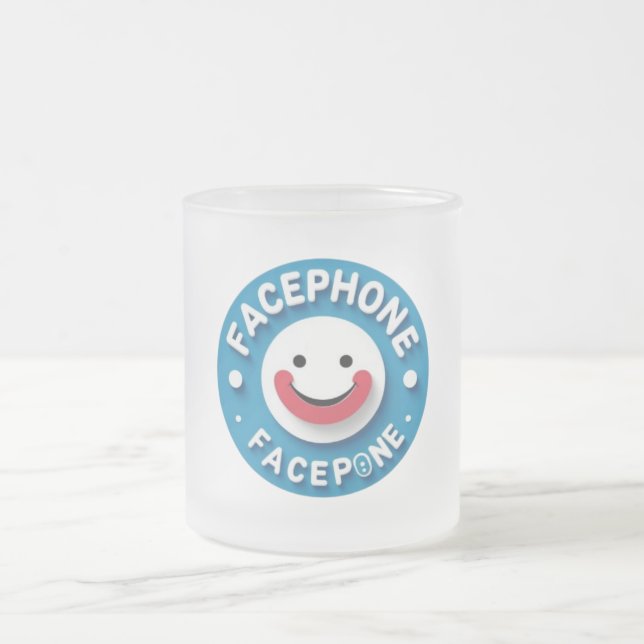 Caneca De Café Vidro Jateado Facephone Smiley Mug (Centro)