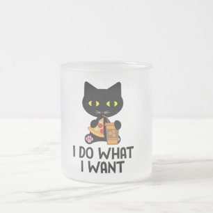 Caneca De Café Vidro Jateado faço o que quero design de gatos