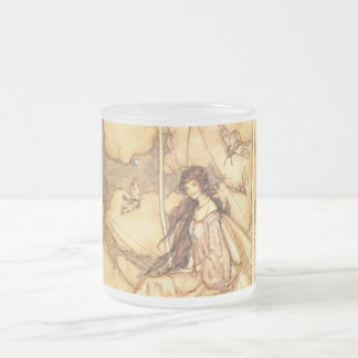 Caneca De Café Vidro Jateado Fada Arthur Rackham